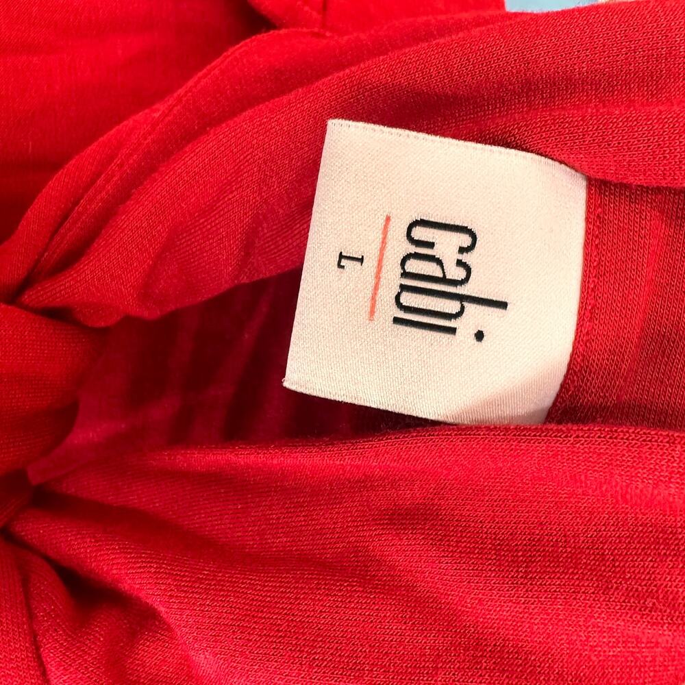 Cabi Red Tess Long Sleeve Bow Neck Tie Shirt Size Large - Picture 5 of 8